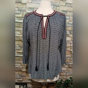 DANIEL RAINN Large Peasant‎ Top Red Black White